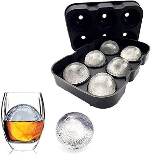 Silicone Ice Cube Trays Combo Round Ice Ball Spheres Ice Cube Tray Mold (6 Round Ice Ball Black)
