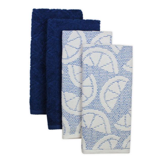 Freshee 4-Piece Sculpted Kitchen Towel Set in Navy