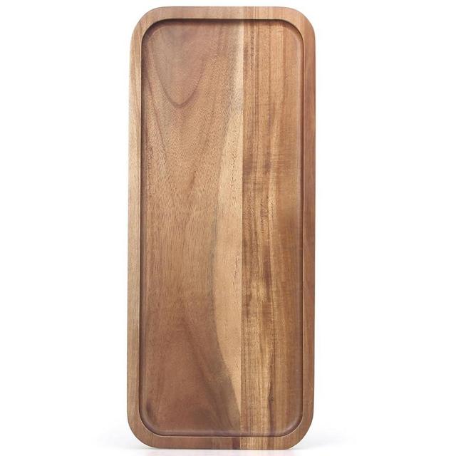 Medium Wooden Serving Platters Acacia Long Charcuterie Boards Rectangle Wood Tray Home Decor Serving Cheese Board Appetizer Snack Plates Kitchen Platter for Food Dish Rectangular Cake Dessert Trays