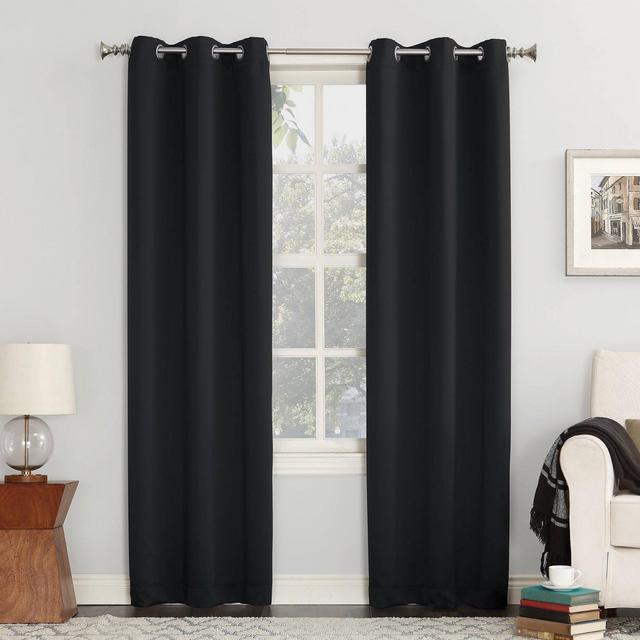 63"x40" Kenneth Energy Saving Blackout Grommet Top Curtain Panel Black - Sun Zero