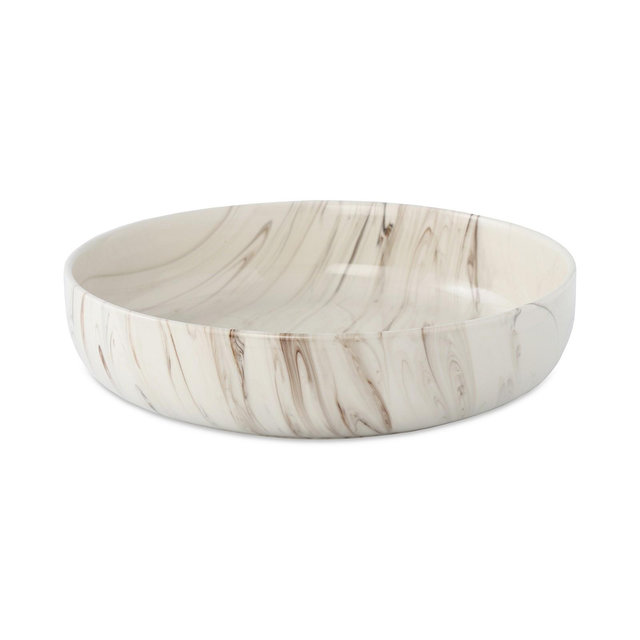 Lorren Home Trends Shiny Marble Pattern Serving Bowl, 96-oz.