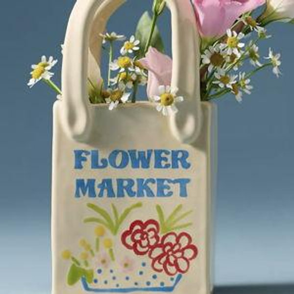 Ruby Clay Flower Market Tote Bud Vase
