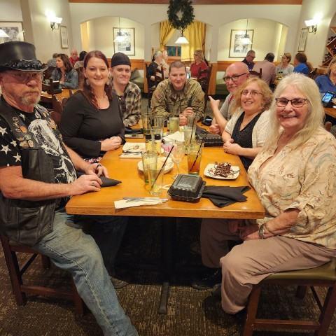 Our First dinner with my parents, Aunt Brenda and Uncle Johnny joined us well, celebrating my little brothers basic training graduation!