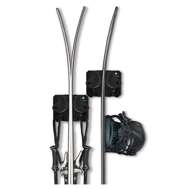 Gravity Grabber - The Ultimate Ski + Snowboard Wall Storage Rack | Save Your Rocker, Tips, and Tails | Damage-Free Ski/Snowboard Storage Rack | Fits any Ski or Snowboard | Ski/Board Wall Storage (Black, 2)
