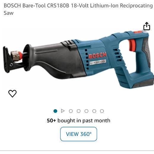 BOSCH Bare-Tool CRS180B 18-Volt Lithium-Ion Reciprocating Saw