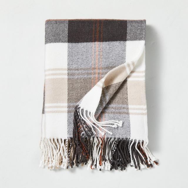 Outdoor Fall Tartan Plaid Fringe Throw Blanket - Hearth & Hand™ with Magnolia