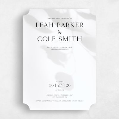 White Ticket Wedding Invitation - Lummin Portrait
