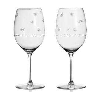 Tiffany Jardin Red Wine Glasses in Etched Glass, Set of Two