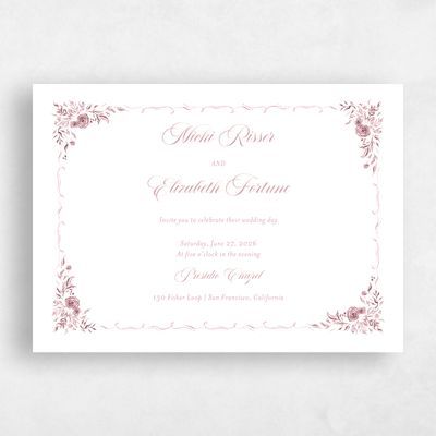 Dusty Pink Wedding Invitation - Pontus Landscape