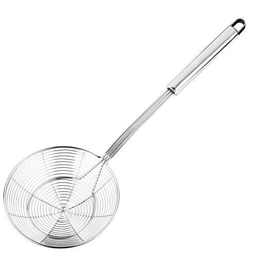 Zulay Kitchen Large Stainless Steel Slotted Skimmer Spoon - 14.5 Inches, Silver