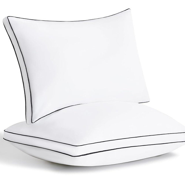 CozyLux Pillows King Size Set of 2, Soft and Supportive 3D Down Alternative Bed Pillow for Sleeping 2 Pack White, Luxury Hotel Quality Gusseted Bedding Pillows for Back, Stomach or Side Sleepers 18x34