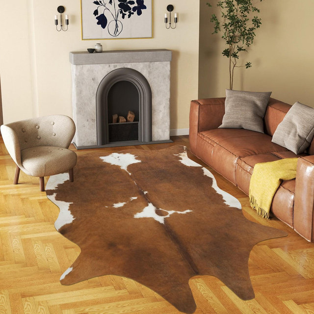 LOVEVOOK Faux Cowhide Rug Western Rugs for Living Room Bedroom, Imitation Animal Skin Carpets for Cowboy Cowgirl Home Decor 61x74.8 Inch