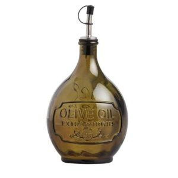 Green Recycled Glass Oil Bottle with Spout - World Market