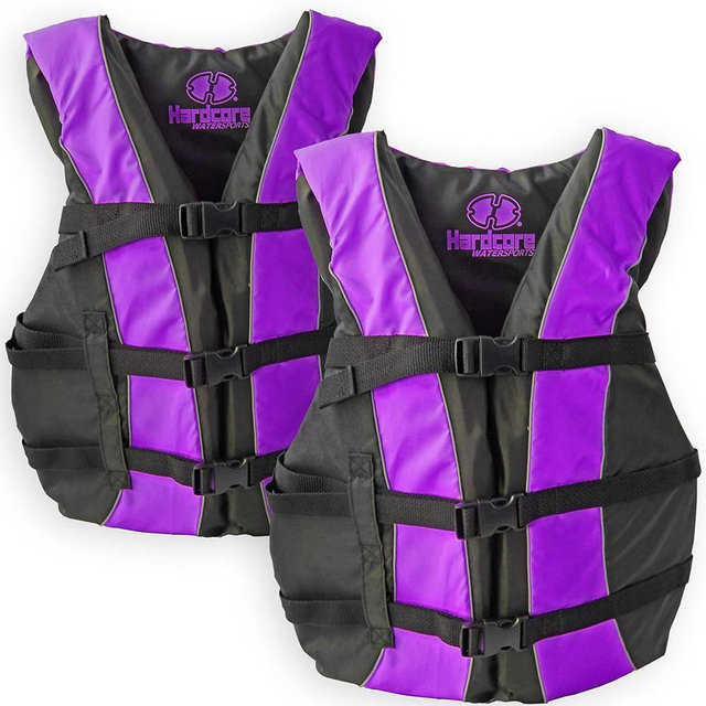 Hardcore Life Jacket 2 Pack Paddle Vest for Adults; Coast Guard Approved Type III PFD Life Vest Flotation Device; Jet ski, Wakeboard, Kayak; Ideal Extra Pontoon Boat Life Jacket
