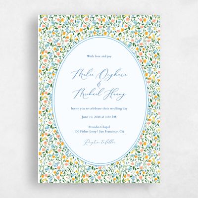 Cobalt, Blue Wedding Invitation - Ariella Portrait