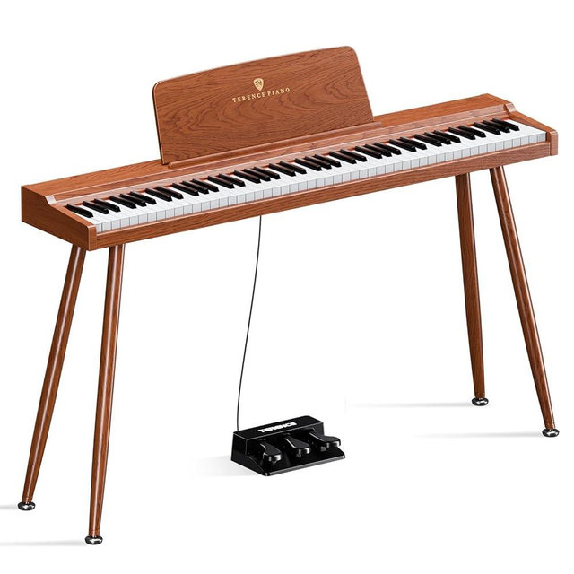 TERENCE P10 Weighted Keyboard Piano 88 Keys,Full-Size Electric Piano for Beginners,Digital Piano 88 Key Semi-Weighted Keyboard with Stand,Triple Pedal,Music Stand,Power Adapter