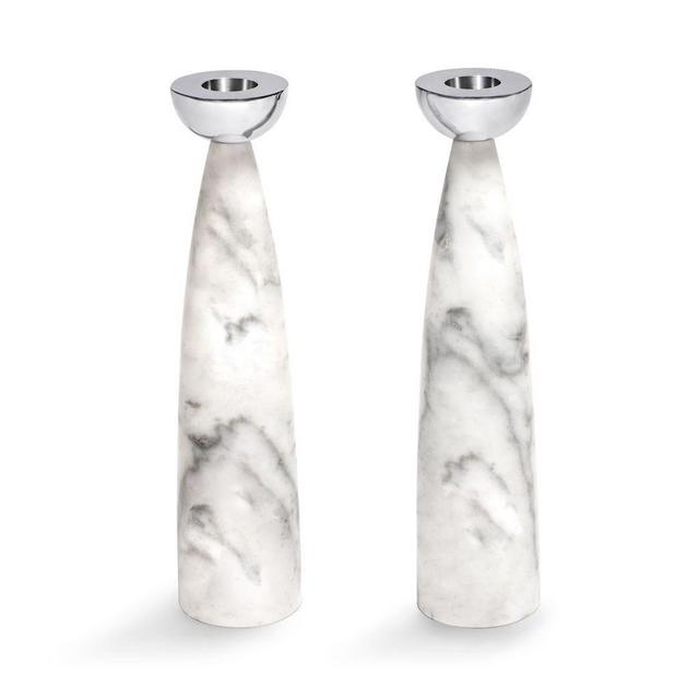 Coluna Marble Candlesticks by Anna New York - Silver