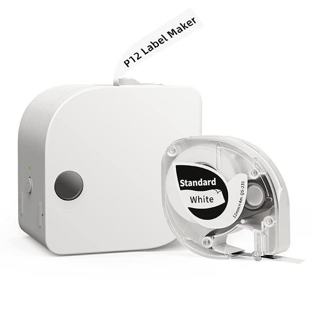 Phomemo P12 Label Maker Machine with Tape, Bluetooth Label Maker Support Multiple-Material Labels，Label Maker with Different Fonts for Home & Office Organization, with 1 Pack 0.47" Label Tape