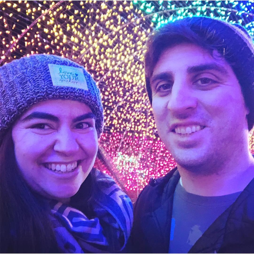 Our first picture as a couple. It's a tradition to attend the Cincinnati Zoo's Festival of Lights each year. 🎄