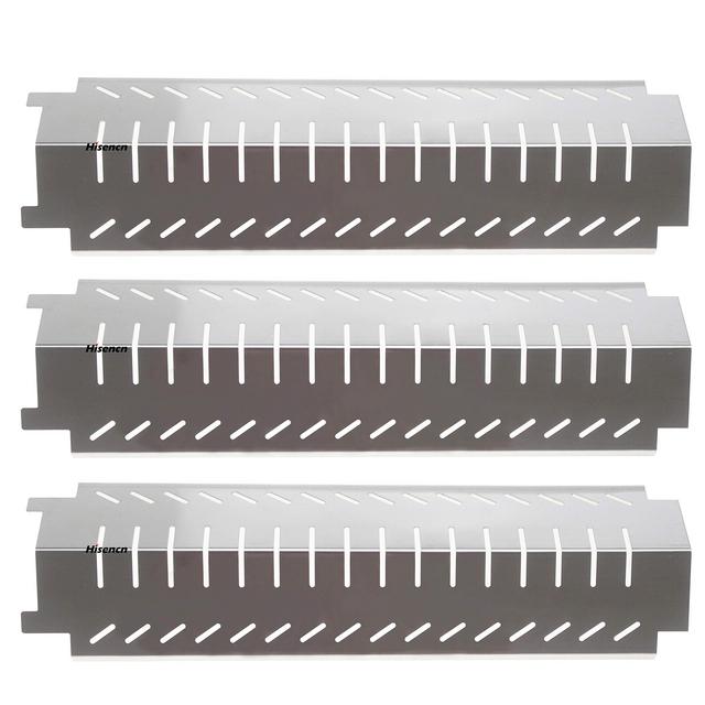 Hisencn (3-Pack Stainless Steel Heat Plate Grill Replacement Parts, Heat Tent Shield Deflector Replacement for Charbroil, Costco, Centro and Thermos Grills Flame Tamer Burner Cover