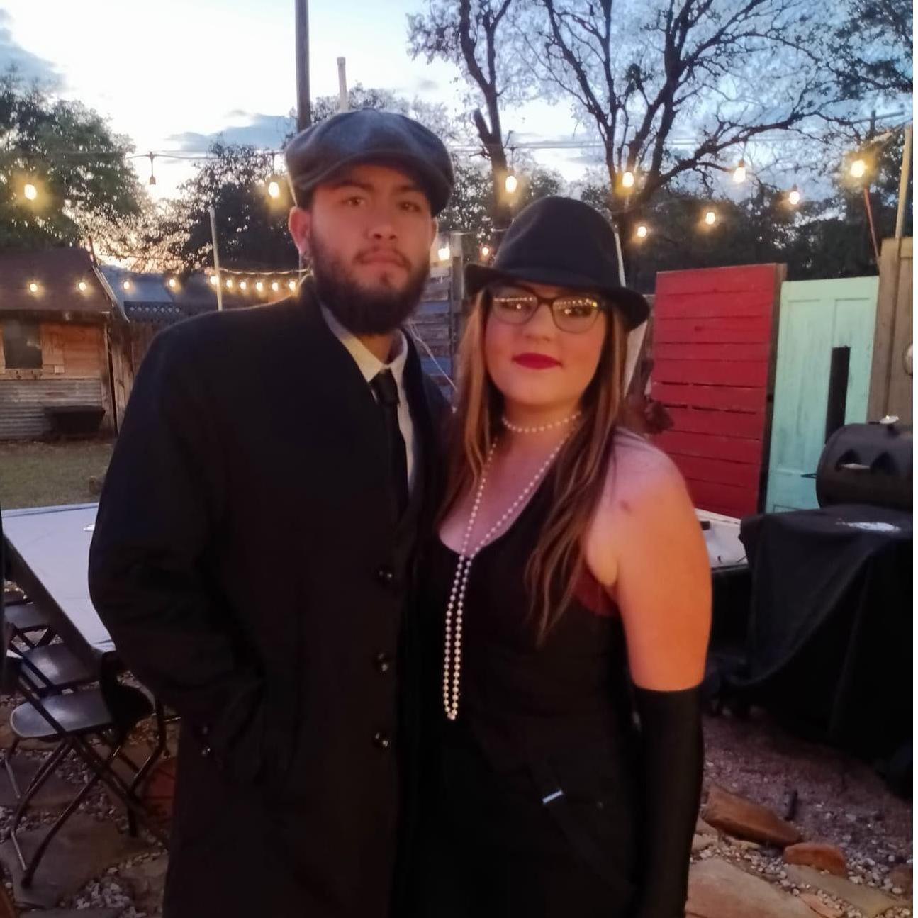 Only you could get me to dress up like this. And we look good.