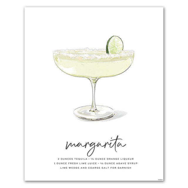 Margarita Wall Art | 8x10 Unframed Tequila Cocktail Print Poster & Sign | Lime Salt Rim Recipe for Home Bar, Kitchen, Dining Room | Bar Cart & Lounge Decor | Mod Day Art