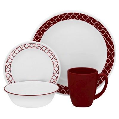 Corelle® Livingware™ 16pc Dinnerware Set Crimson Trellis