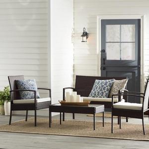Dashiell 4 Piece Rattan Sofa Set with Cushions