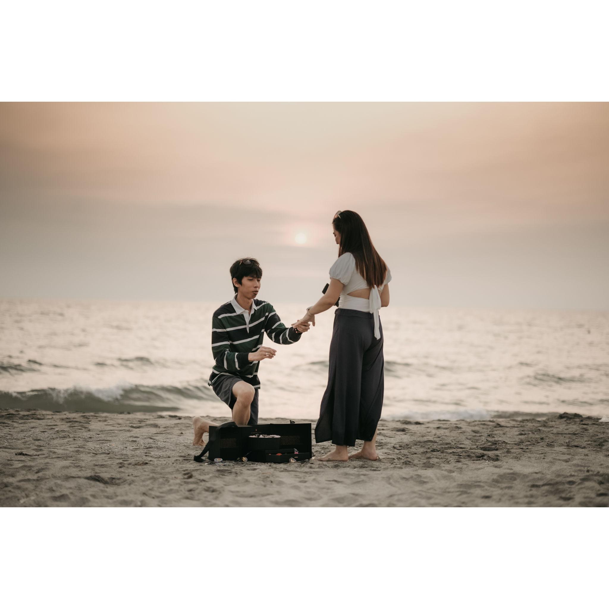 On May 20, 2024, at Kwentong Dagat, under the golden hues of the setting sun, Philip asked the question that changed everything. With the waves cheering us on and my heart racing, I said YES to forever! 💍