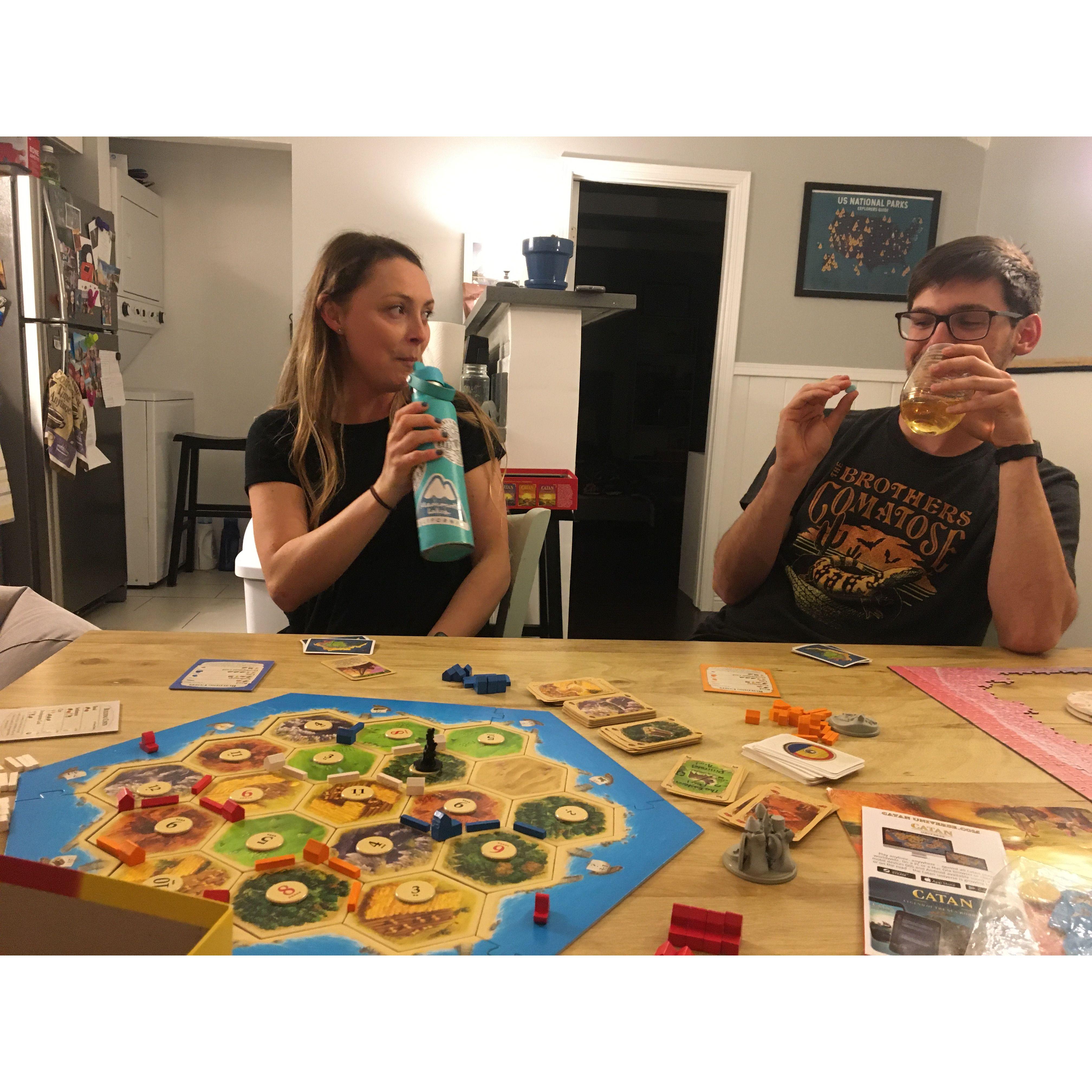 One of SOOOO Many Games of Catan--Kandice still has the winning record.