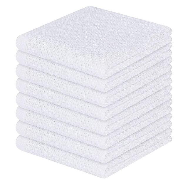 Homaxy 100% Cotton Waffle Weave Kitchen Dish Cloths, Ultra Soft Absorbent Quick Drying Dish Towels, 12 x 12 Inches, 8-Pack, White