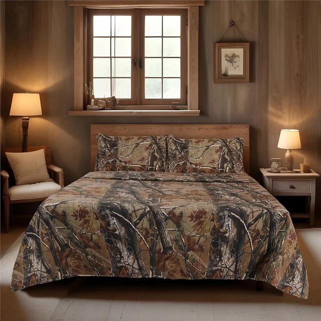 Realtree All Purpose Camo Bedding King Sheet Set 4 Piece Polycotton Rustic Farmhouse Bedding for Lodge, Cabin & Hunting Bed Set – Perfect for Outdoor Camouflage Bedroom - (78"x80")
