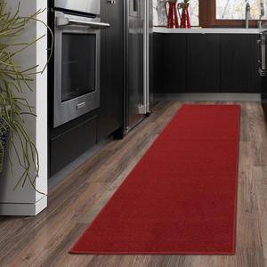 Ottomanson Ottohome Collection Solid Design Hallway Wedding Aisle Runner Rug Non-Skid (Non-Slip) Rubber Backing Area Rug, 20" X 59", Red