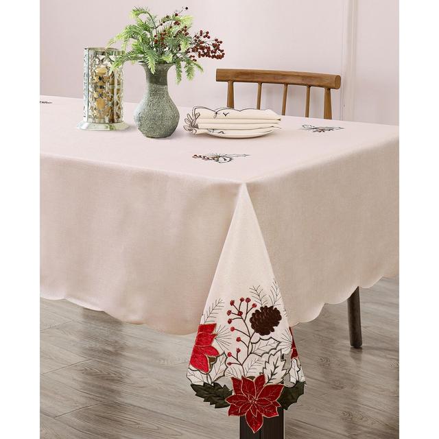 Elrene Poinsettia Cut-Work Fabric Tablecloth, 60" x 140"