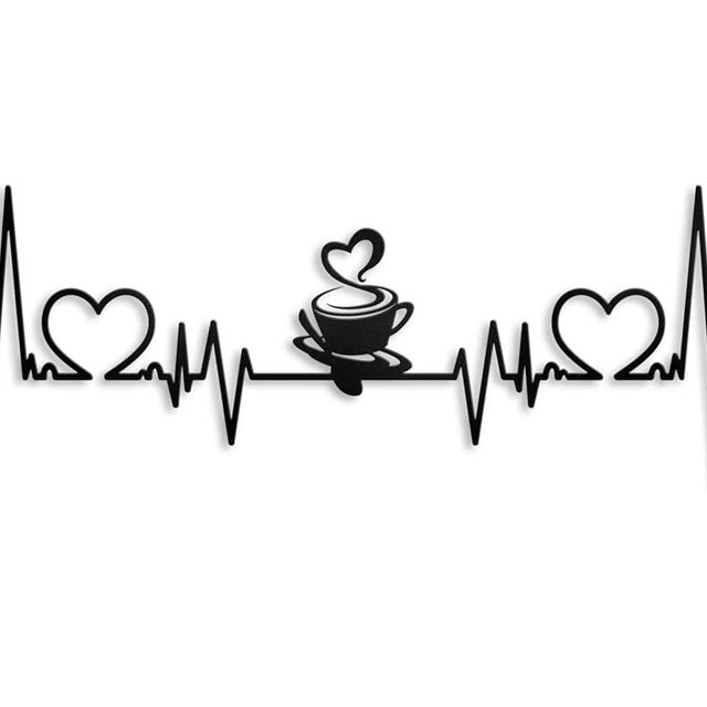 Kas Home Coffee Cup Wall Decor, Iron Metal Wire Coffee Silhouette Signs Wall Art for Coffee Bar Shop Kitchen Dinning Restaurant Wall Hanging Plaque Décor
