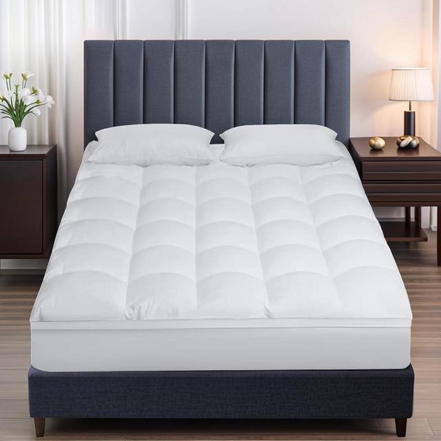 King Mattress Topper, Extra Thick Mattress Pad Cover for Back Pain with Soft Down Alternative Fill, Cooling Breathable Pillow Top Protector with 8-21 Inch Deep Elastic Pocket (78x80 Inches, White)