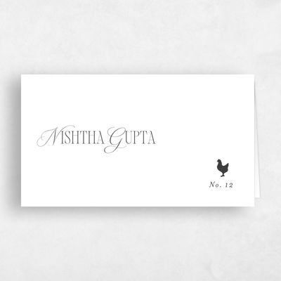 White Wedding Place Card - Orable Chicken