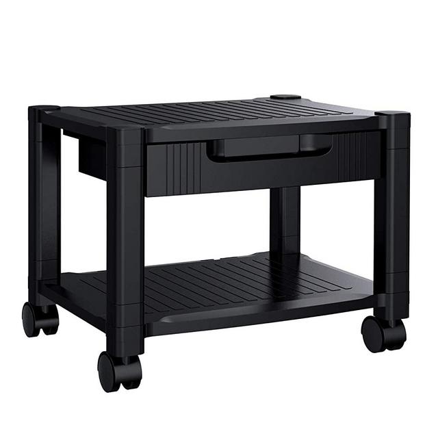 Printer Stand - Under Desk Printer Stand with Cable Management & Storage Drawers, Height Adjustable Printer Desk with 4 Wheels & Lock Mechanism for Mini 3D Printer by HUANUO