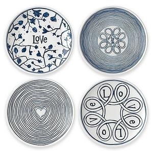 ED Ellen DeGeneres Crafted by Royal Doulton® 4-Piece "Love" Mini Tapas Plates Set in Blue