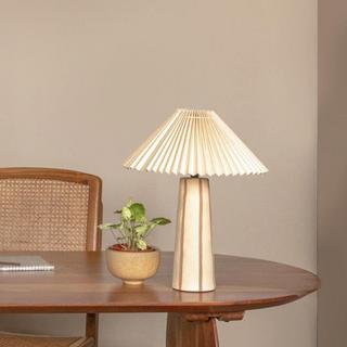 Chloe Stoneware Desk Lamp with Pleated Shade