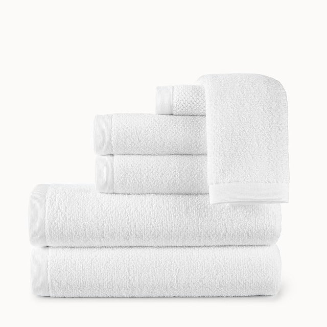 Peacock Alley Jubilee Bath Towels - Luxurious 100% Long Staple Cotton Textured Bath Towels with 600 Gram Weight - 6pc Towel Set (White)
