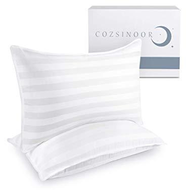 COZSINOOR Hotel Collection Pillows for Sleeping (2-Pack)- Luxury Down Alternative Pillow 100% Breathable Cotton Cover Skin-Friendly - Queen Size