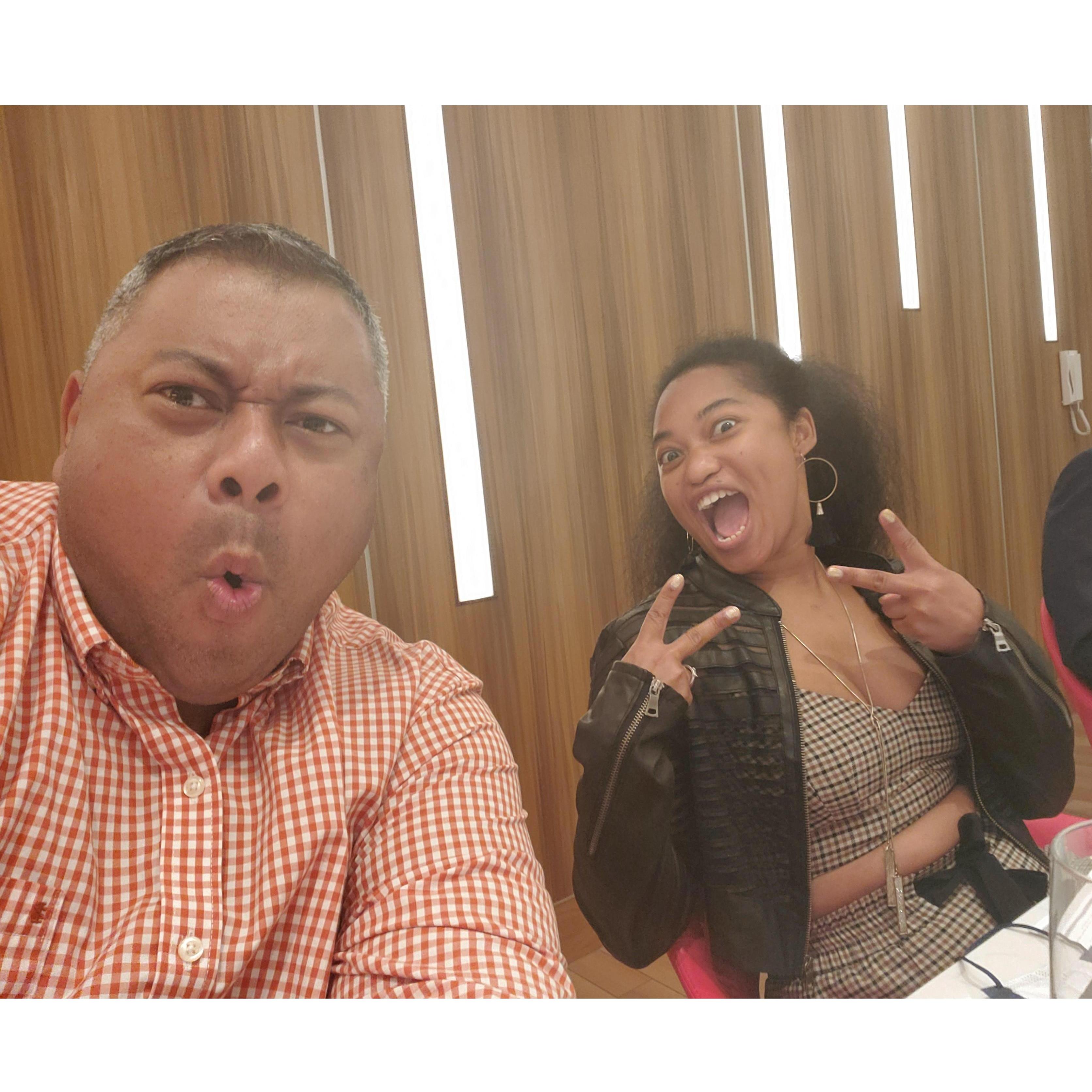 Chef's dinner on Bruce's first cruise. Being goofy is our baseline.