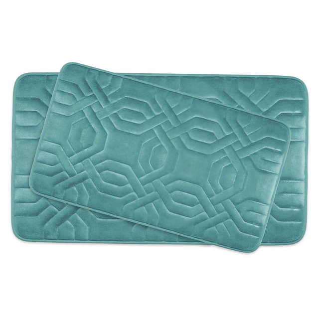 Bounce Comfort Chain Ring Memory Foam 2-Piece Bath Mat Set in Blue