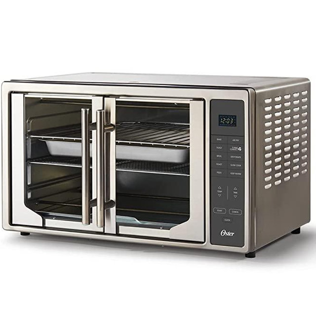 Oster Air Fryer Countertop Toaster Oven | French Door and Digital Controls | Stainless Steel, Extra Large
