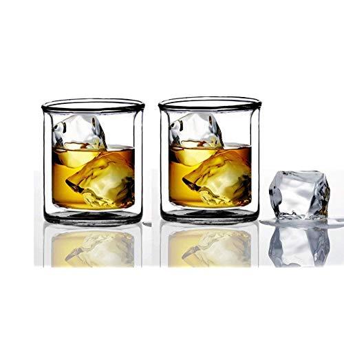 Strong | Double-Wall Insulated Tumbler Set by Sun’s Tea (Tm) | 9oz | Double Rocks Glass Old Fashioned Whiskey Glasses – (set of 2) Borocilicate Drinking Glasses