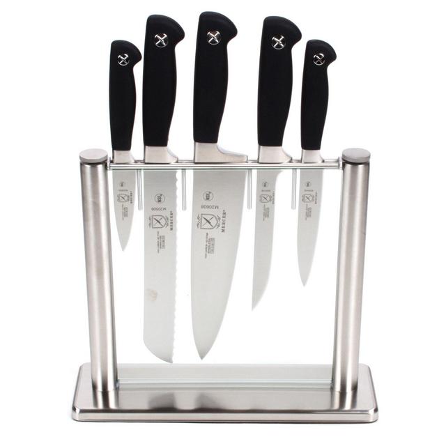 Mercer Culinary Genesis 6-Piece Forged Knife Block Set, Tempered Glass Block