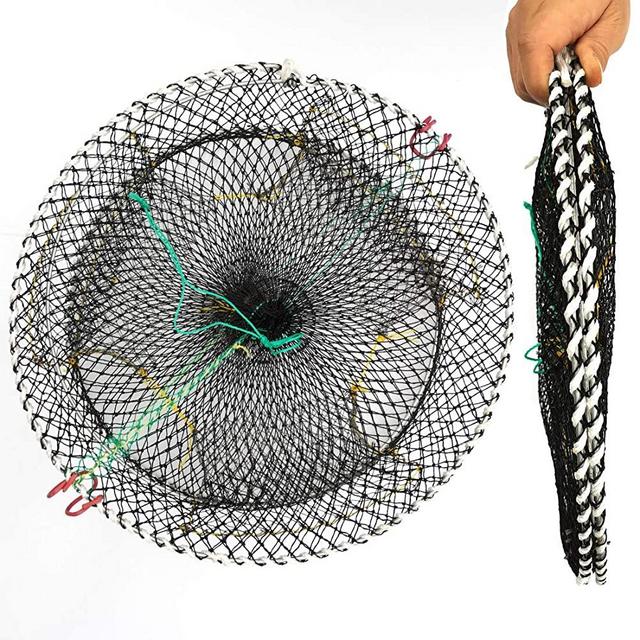 Drasry 2PCS Three Entrances Large Crab Traps Portable Collapsible Trap for Crabs Bait Lobster Crawfish Shrimp Fish Net 17.7in x 7.9in (45cm x 20cm)