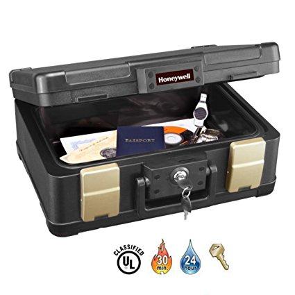 Honeywell 30 Minute Fire Safe Waterproof Safe Box Chest with Carry Handle, Medium, 1103