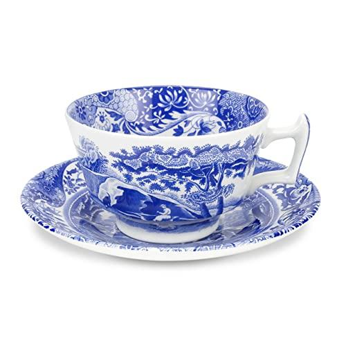 Spode Blue Italian Teacups and Saucers - Set of 4